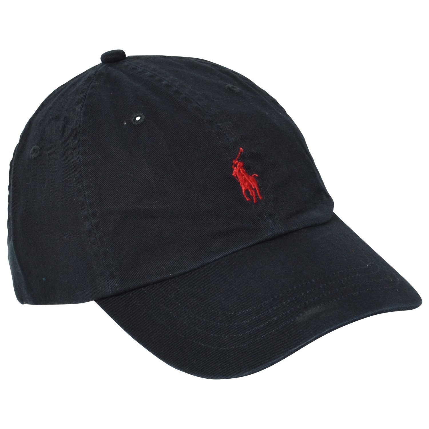 black polo hat with red horse