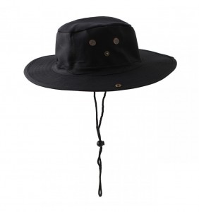 Black Bucket Hat with String