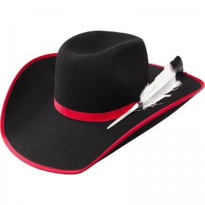 Black Cowboy Hat with Red Trim