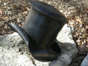 Black Leather Top Hat