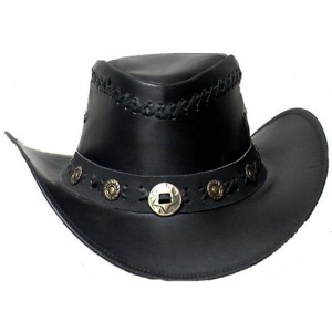 Black Leather Cowboy Hat