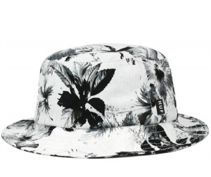 White Bucket Hat with Flowers