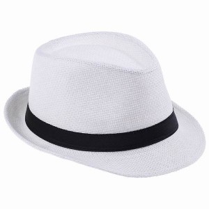 White Straw Fedora Hat