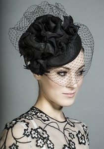 Black Pillbox Hat with Veil