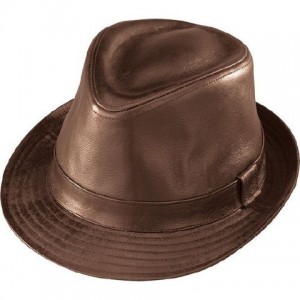 Brown Leather Fedora Hat
