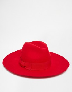 Red Wide Brim Fedora Hat